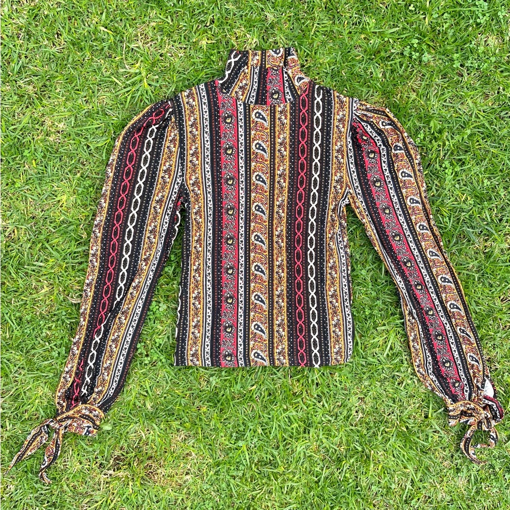 Free People Long Sleeve Paisley Blouse XS